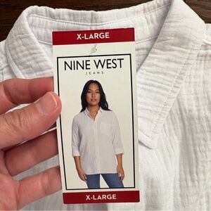 NWT Nine West Double Gauze Button-Up Shirt